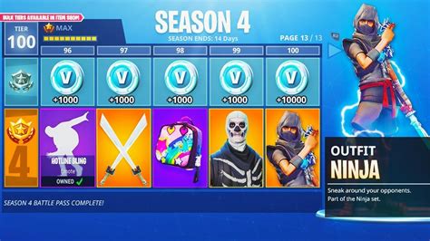 How To Get Free Season 4 Max Battle Pass Tier 100 In Fortnite Battle 048