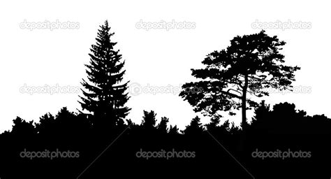 Forest Trees Silhouette Vector At Collection Of