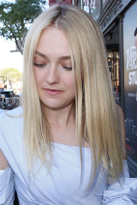 Dakota Fanning Straight Ash Blonde Angled Flat Ironed Hairstyle