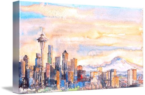 Seattle Skyline Watercolor At Getdrawings Free Download