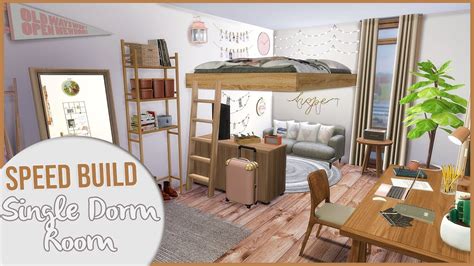The Sims 4 Speed Build Single Dorm Room Cc Links Youtube
