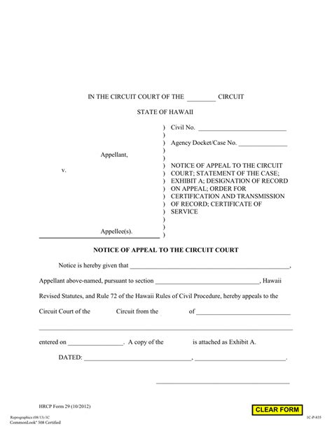 Hrcp Form 29 Fill Out Sign Online And Download Fillable Pdf Hawaii