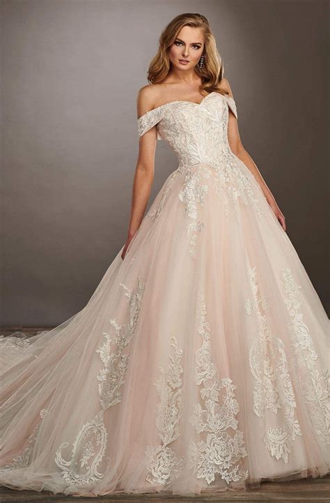 Mary S Bridal Mb4072 Embroidered Off Shoulder Tulle Ballgown Bridal Dress Shops Wedding
