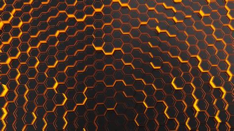 0101 Wall Of Black Hexagons With Orange Glow Stock Motion Graphics Sbv