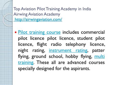 Ppt Top Aviation Pilot Training Academy In India Airwing Aviation