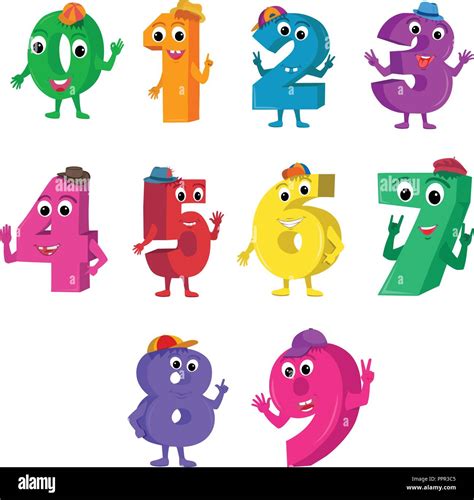 Set Colorful Numbers Cartoon Kids Figures Number Vector Image Images