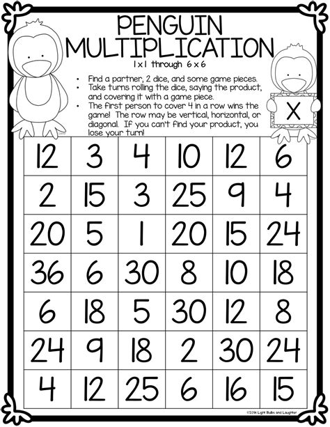 Multiplication Games Worksheet