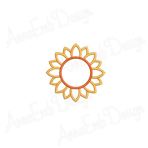 Sunflower Applique Embroidery Design Sunflower Mini Flower Etsy