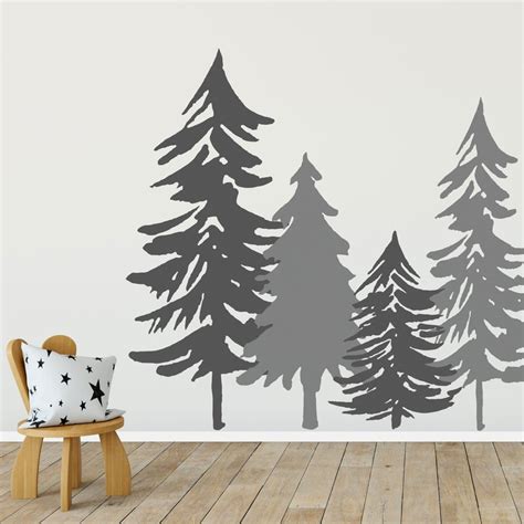 Woodland Tree Silhouette Wall Sticker Woodland Tree Wall Etsy