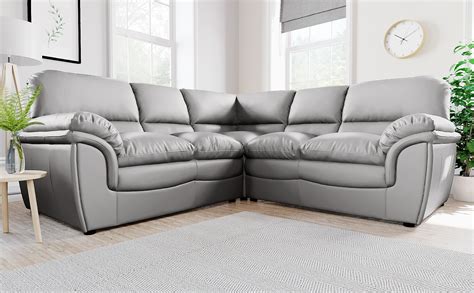 Rochester Light Grey Leather Corner Sofa Furniture Choice