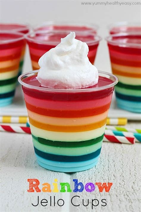 Rainbow Jello Cups Yummy Healthy Easy