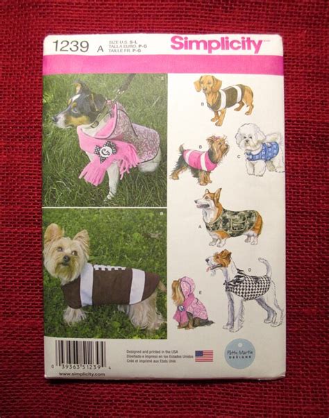 Simplicity Sewing Pattern 1239 Dog Coat And By Alicessewingcorner