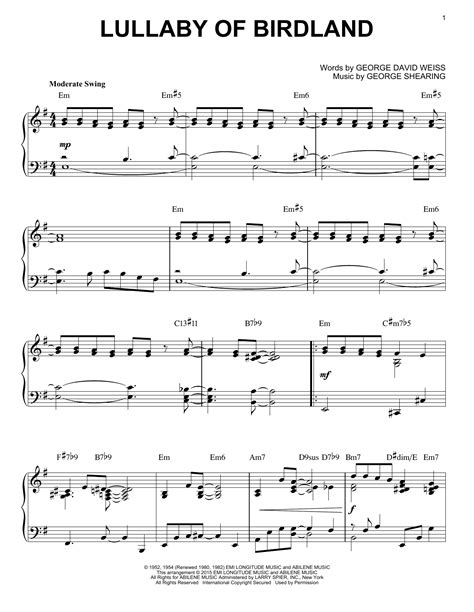 George Shearing Lullaby Of Birdland Jazz Version Arr Brent Edstrom Notypisnicz