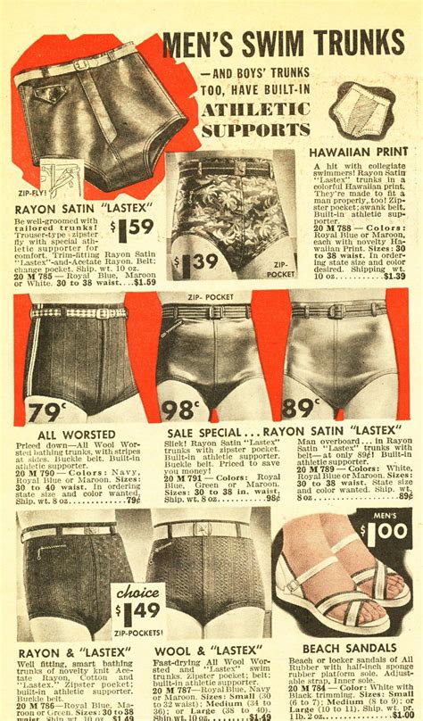 Vintage Mens Swimwear History 1930s 1940s 1950s