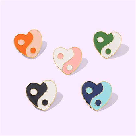 Heart Shape Yin Yang Pins Set 5 Pcs · Foreveronline · Online