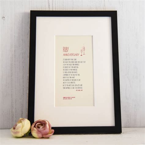 Ruby Wedding Anniversary Poem A4 Print By Dotty Dora Designs
