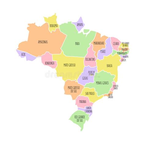 Brazil Political Map Low Detailed Stock Vector Illustration Of State