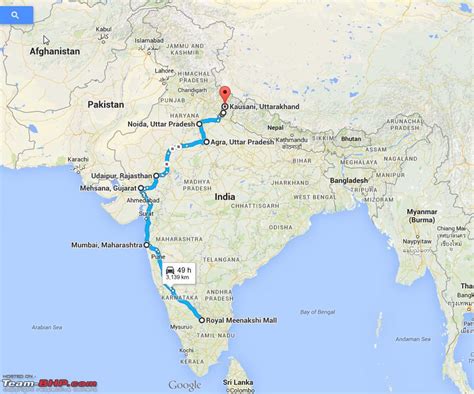 1371638d1431914476 7618 Kms Summer Road Trip Bangalore Kausani Uttarakhand Kanyakumari Map1 