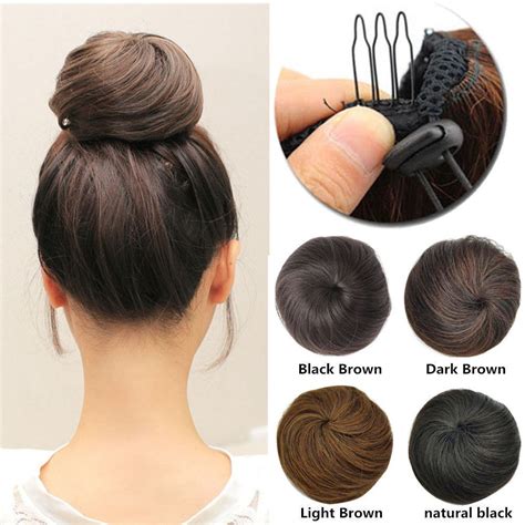 Us Clip In On 100 Real As Human Hair Bun Scrunchie Chignon Updo Cover