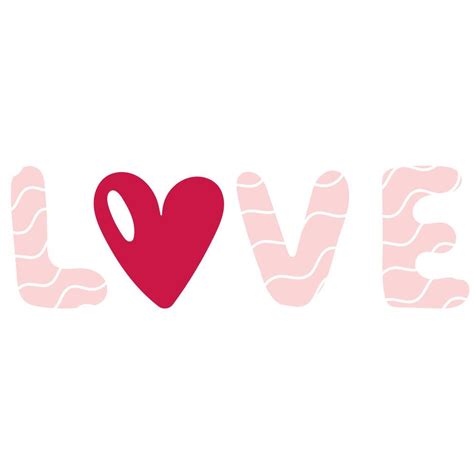 Word Love Love Letteringlove Textvector Hand Drawn Illustration