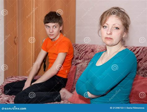 Mother And Son After Quarrel At Home Stock Photos Image