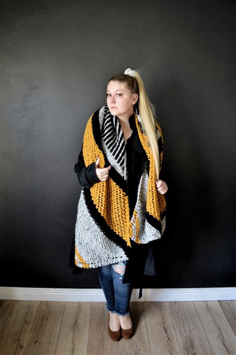 Knit A Gorgeous Oversized Wrap That Triples As A Scarf And A Blanket