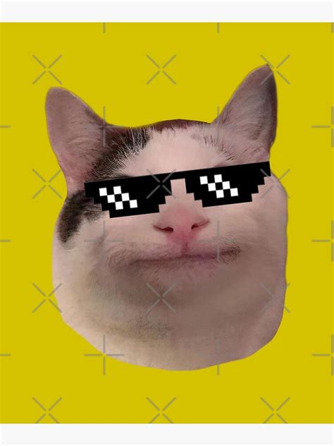 Thug Life Smiling Cat Beluga Discord Pfp Art Print By Stickiii