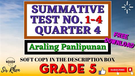 ARALING PANLIPUNAN 5 SUMMATIVE TEST WITH SOFT COPY 4TH QUARTER FREE