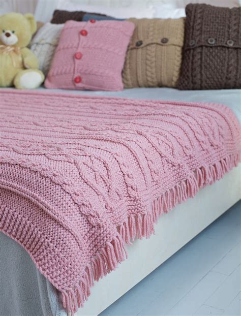 Pink Cable Knit Blanket Hand Knitted Throw Blanket Chunky Etsy India