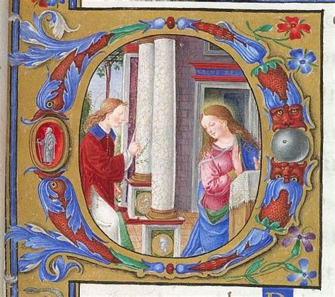 Annunciation Detail Of An Historiated Initial Domine Of The