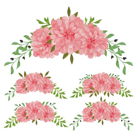 Vintage Pink Floral Arrangement Watercolor Set Vector Art At
