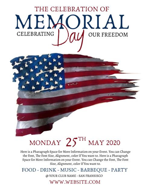 Memorial Day Celebration Event Flyer Template Postermywall
