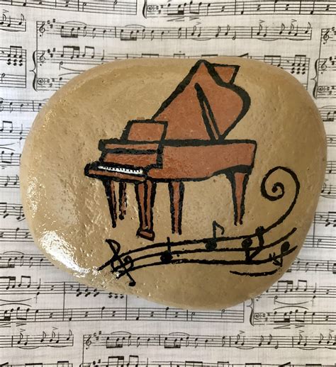 Piano Painted Rock Piano Paperweight Orchestra Gift Gift | Etsy | Rock ...