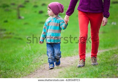 Little Boy Walks His Mother Meadow Stock Photo 628568915 Shutterstock