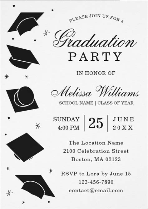 Modern Elegant Black And White Graduation Party Invitation Zazzle