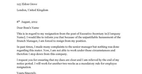 Resignation Letter Due To Stressful Work Environment Ideas 2022