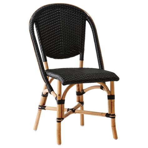 Modern home furniture black rattan backrest leisure chair with leather cushion. Sika Design Sofie Woven Rattan Bistro Side Chair in Black ...
