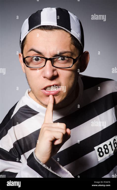 Young Prisoner Against Gray Stock Photo Alamy