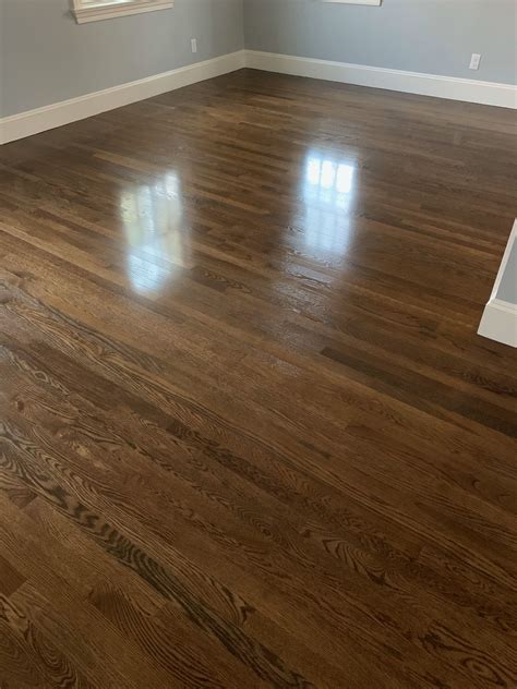 White Oak Hardwood Floors Stained With Bona Jacobean Dri Fast Stain And Topcoat With Three Coats