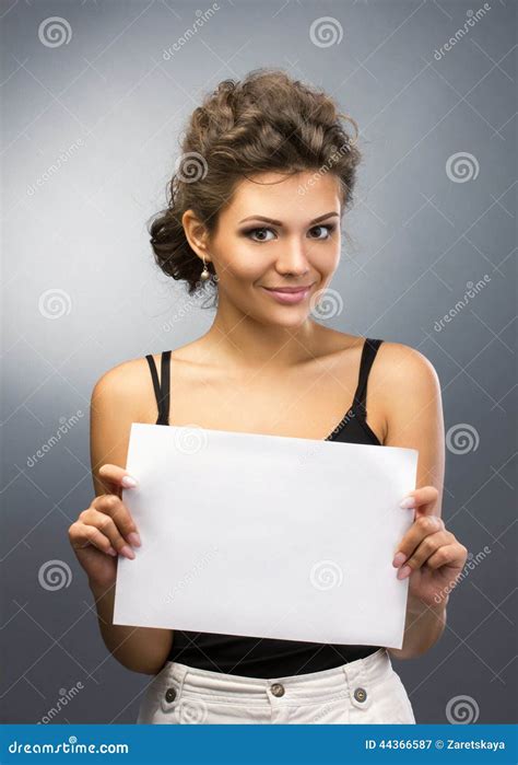 Girl With Blank Stock Image Image Of Girl Announcement 44366587