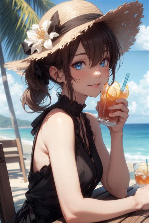 Ai Art Seaside Rest By Potee Pixai Anime Ai Art Generator For Free