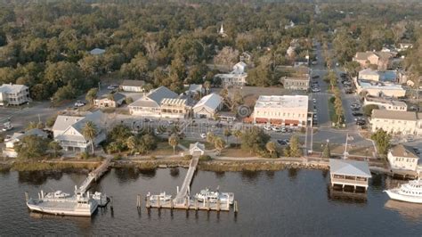 Aerial View Of Downtown St Marys Georgia And The St Marys River At