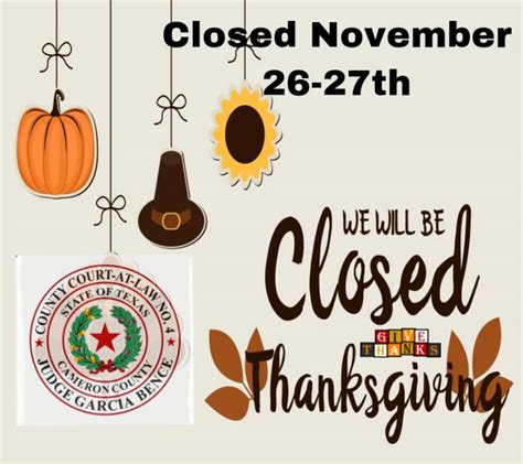 In Observance Of Thanksgiving Day County Offices Will Be Closed