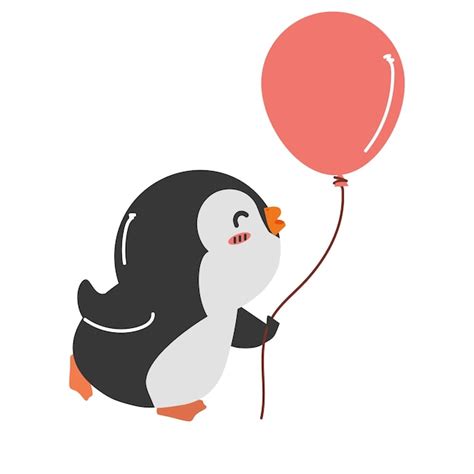 Premium Vector Cute Penguin Holding Balloon Cartoon