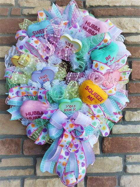 Candy Conversation Hearts Wreath Valentine Wreath For Your Etsy