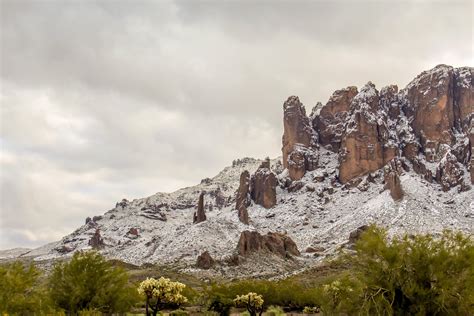 Snow Covered Foothills Of Superstition Mountain Arizona 3456x5184 Oc