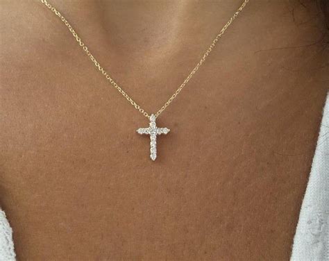 Best Seller Cross Necklace Women Small Gold Filled Crystal Etsy