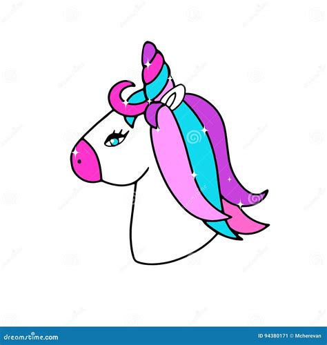 Funny Pink Cartoon Unicorn Face Stock Illustration Illustration Of