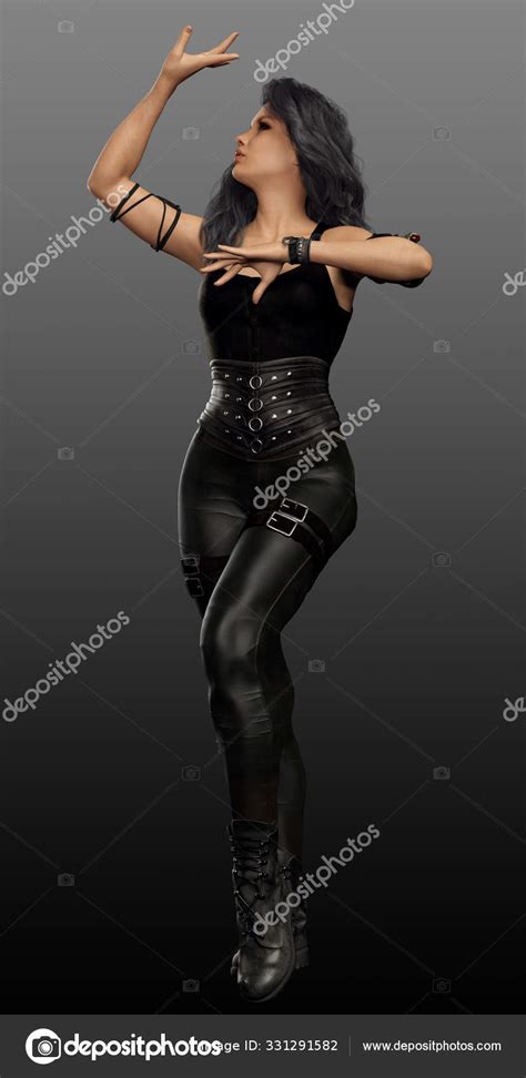 Urban Fantasy Mage Black Leather Stock Photo By Ravven