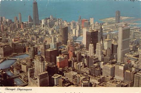 Vtg Postcard 6x4 Chicago Il Illinois Aerial View 1970s Downtown City